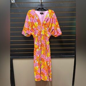 Alexa Admor Floral Maxi Dress Size 8 Retro Boho Puff Sleeve